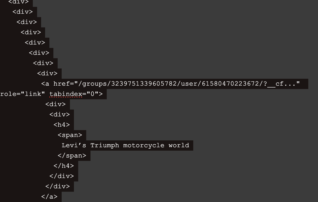 Example of markup with multiple layers of nested DIV elements